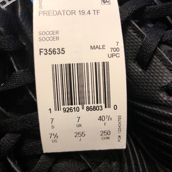 Adidas Predator 19.4 TF Turf Soccer Shoes Black - Picture 6 of 6